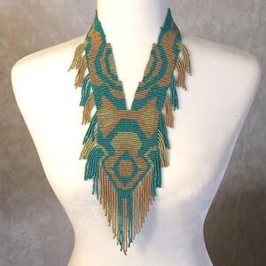 Seed Beads unique Tie Style Necklace, Multicolor, unique